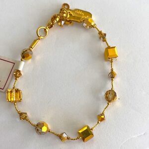 Dabby reid iridescent clear geometric shapes crystal bracelet gold color chain